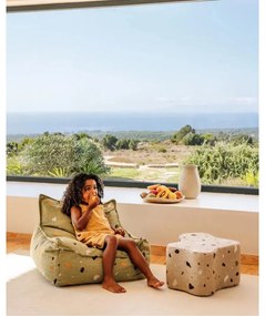 Fotoliu puf pentru copii verde cu tapițerie din țesătură bouclé/cu tapițerie din chenille Terrazzo Chair – Wigiwama