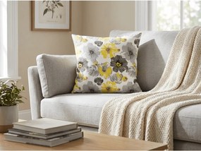 Set 2 bucati huse decorative pentru perna din microfibra FEONELLE 45x45 cm, galben-gri