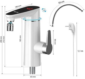 Instant de apă caldă cu afișaj LED 3000W/230V IPX4 alb