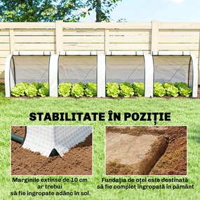 Outsunny Seră de Grădină, 4 Uși Rulabile, Oțel și Plastic, 395 x 100 x 80 cm, Alb | Aosom Romania