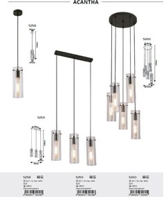 Lustra cu 3 pendule design modern Acantha negru