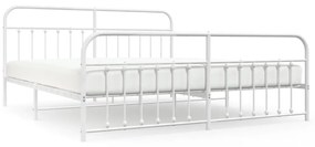 352652 vidaXL Cadru de pat metalic cu tăblie, alb, 200x200 cm