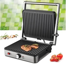 Grill de contact Heinner HEG-K2000SS - 2000W/230V, crom mat/negru
