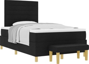 vidaXL Pat cu arcuri cu saltea Negru 120 x 200 cm țesătură