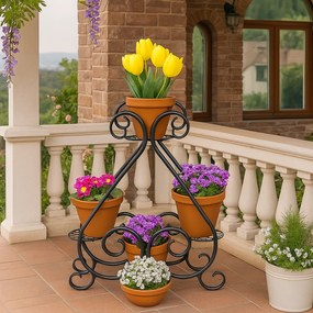 Suport de flori din fier forjat, negru, 83x83 cm - Flora