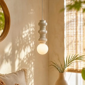 Lampă pandantiv retro bej cu sticlă mată - Fedde