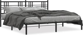 vidaXL Cadru de pat metalic cu tăblie, negru, 183x213 cm