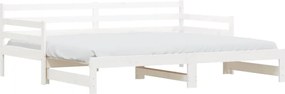 vidaXL Pat de zi cu extensie, alb, 90x190 cm, lemn masiv de pin