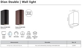 Aplica de Perete Exterior, Protectie IP44, Dion Double Rusty