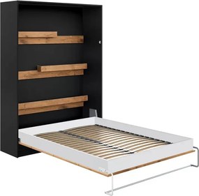 Pat rabatabil vertical Modern 160x200 - negru / stejar Lancelot