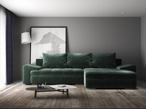 Colțar extensibil dumonde cu ladă de depozitare si sezut confortabil din spuma high-density, Leonardo Euphoria Verde 260x185 cm II