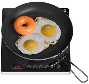 HOMCOM Placă Inducție 2000W Temperatură Reglabilă, Plastic și Sticlă, 31x27x4.2 cm, Negru | Aosom Romania