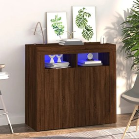vidaXL Dulap cu lumini LED, stejar maro, 80x35x75 cm