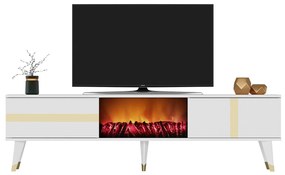 Masă TV/Dulap cu șemineu Vekika 3 (alb + auriu) . 1095529