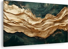 Tablou - Abstracție verde cu auriu II. (90x60 cm)