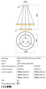 Lustră LED dimabilă pe cablu Redo 01-2889 FEBE LED/62W/230V auriu