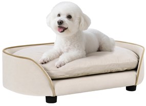 PawHut Canapea pentru câini canapea pentru animale de companie cu pernă detașabilă și husă lavabilă 66 x 43 x 19,5 cm bej | Aosom Romania