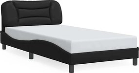 vidaXL Cadru de pat fără saltea, Hvar, negru, 100x200 cm, piele ecologică