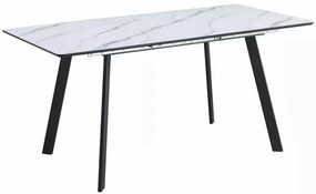 Masa extensibila Bari marmura alba/negru L120-160 cm