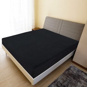 Cearsaf de pat cu elastic, 2 buc., negru, 90x200 cm, bumbac