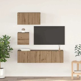 vidaXL Set comodă TV Pe perete Altele 4 pcs stejar artizanal 60 x 30 x 30 cm
