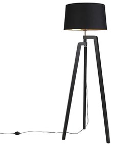 Lampă de podea inteligentă cu abajur negru cu auriu 50 cm inclusiv Wifi A60 - Puros
