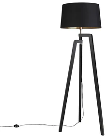 Lampă de podea inteligentă cu abajur negru cu auriu 50 cm inclusiv Wifi A60 - Puros