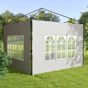 Outsunny Set 2 Pereți Laterali pentru Chioșcuri, Foi Foișor cu Ferestre din PE și Plastic, 3x3 m sau 3x6 m, Alb | Aosom Romania