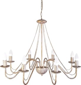 Candelabru pe lanț MALBO 8xE14/10W/230V alb/auriu/patină