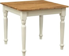 Masa fixa, L90  90  H78 cm, culoare natur alb antic, Lemn Masiv