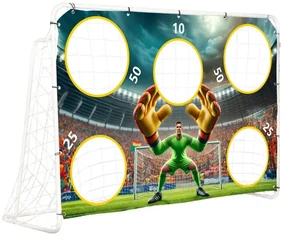 Poartă de fotbal cu perete cu țintă 180x61x122 cm