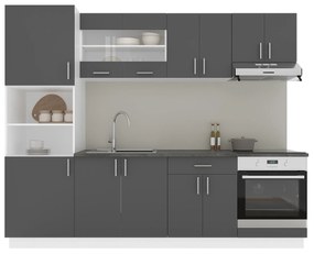 Set Bucatarie Karo V20, Antracit/Alb, Blat Thermo 28 mm, L 260 cm