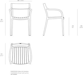 Set de 4 scaune exterior MADISON SLATS