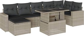vidaXL Set mobilier de grădină cu perne, 8 piese gri deschis poliratan