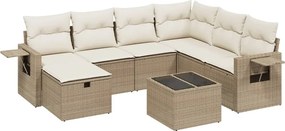 vidaXL Set canapele de grădină, 8 piese, cu perne, bej, poliratan
