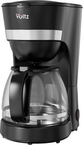 Cafetiera electrica Oliver Voltz OV51170WN, 600 W, 1,25 l, Sistem anti-picurare, Cana din sticla, Negru