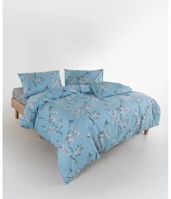 Lenjerie de pat albastră din bumbac ranforcé pentru pat dublu, extinsă 240x220 cm Blue Floral – Mila Home Luxury