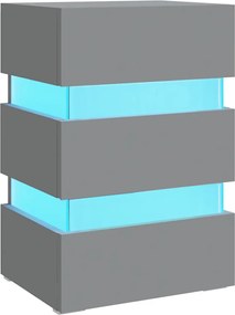 vidaXL Dulap noptieră, cu LED, gri, 45x35x67 cm, lemn prelucrat
