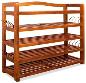 Raft pentru pantofi RUSTIC, 5 polițe, 85x26x82cm, maro natural Casaria