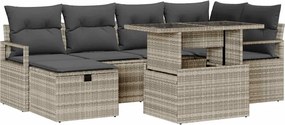 vidaXL Set de canapele pentru grădină 7 pcs Gri deschis Rattan poli