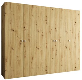 Dulap de haine 250 cm Parna 1 (Stejar artisan + Argintiu). 1125889