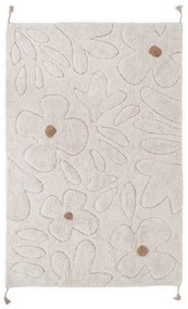Covor pentru copii crem lavabil țesut manual din bumbac 120x180 cm Gentle Flora – Nattiot