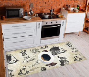 ANDRE 2835 covor lavabil Cafea bucatarie, anti-alunecare - verde / bej