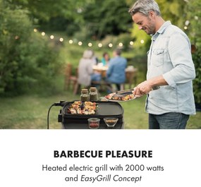 Gatsby, grill electric, 2000 W, grilaj antiaderent, măsuțe laterale, negru