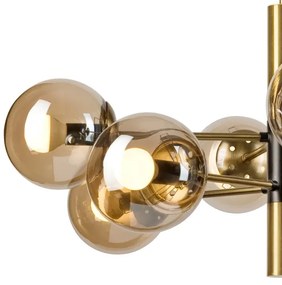 Lustră pe tijă ROLLO 8xE14/5W/230V auriu/fumuriu