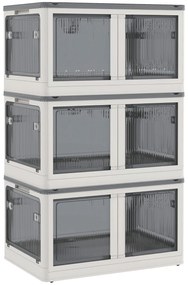 HOMCOM Cutii de depozitare pliabile și empilabile 69L din plastic cu capac și 4 roți, acces la 5 laturi, alb | Aosom Romania