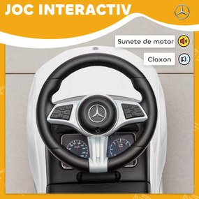 Mașinuță Electrică AIYAPLAY pentru Copii Licență Mercedes Benz cu Claxon și Spațiu de Depozitare, 65x28x39 cm, Alb | Aosom Romania