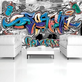 Fototapet - Gaffiti colorat pe gri (152,5x104 cm)