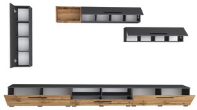 Living haaus Haga V20, Antracit/Stejar Wotan, L 360 cm