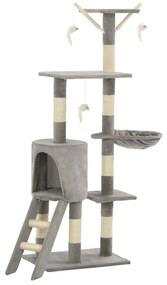 170578 vidaXL Ansamblu pisici cu stâlpi din funie de sisal, 138 cm, gri